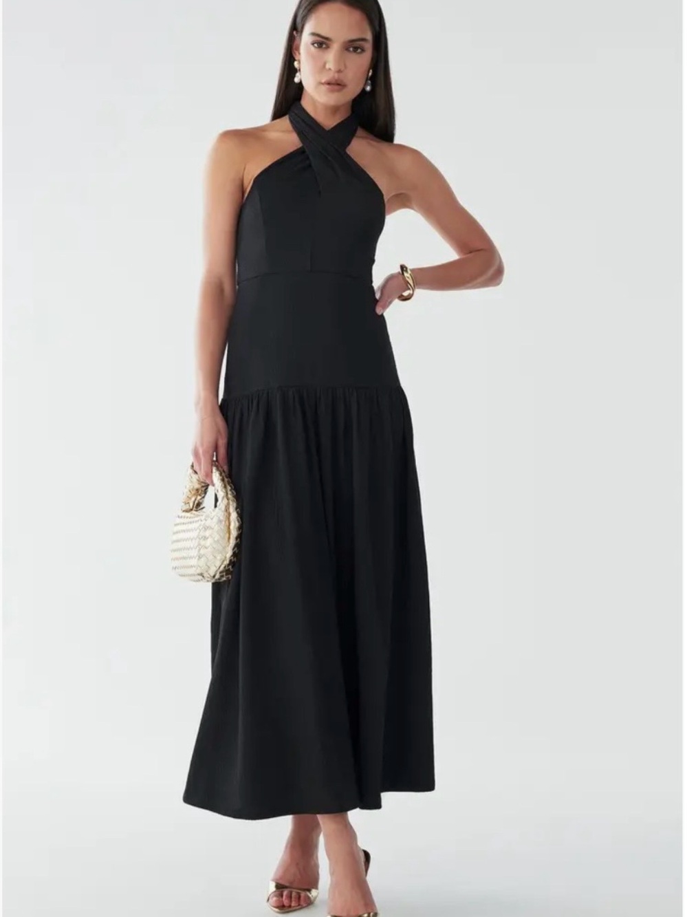 Elegant Black Halter Maxi Dress